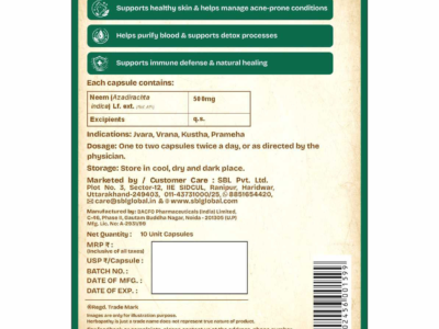 Neem Capsules composition panel