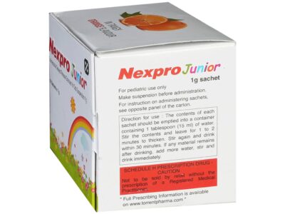 Nexpro Junior directions for use and Schedule H caution panel