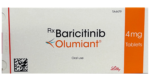 Olumiant Baricitinib 4mg tablet carton front, pack of 7, by Eli Lilly