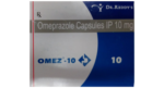 Omez-10 omeprazole capsules IP 10 mg Dr Reddys carton front