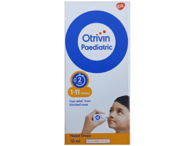 Otrivin Paediatric 0.05% Nasal Drops 10 ml carton front