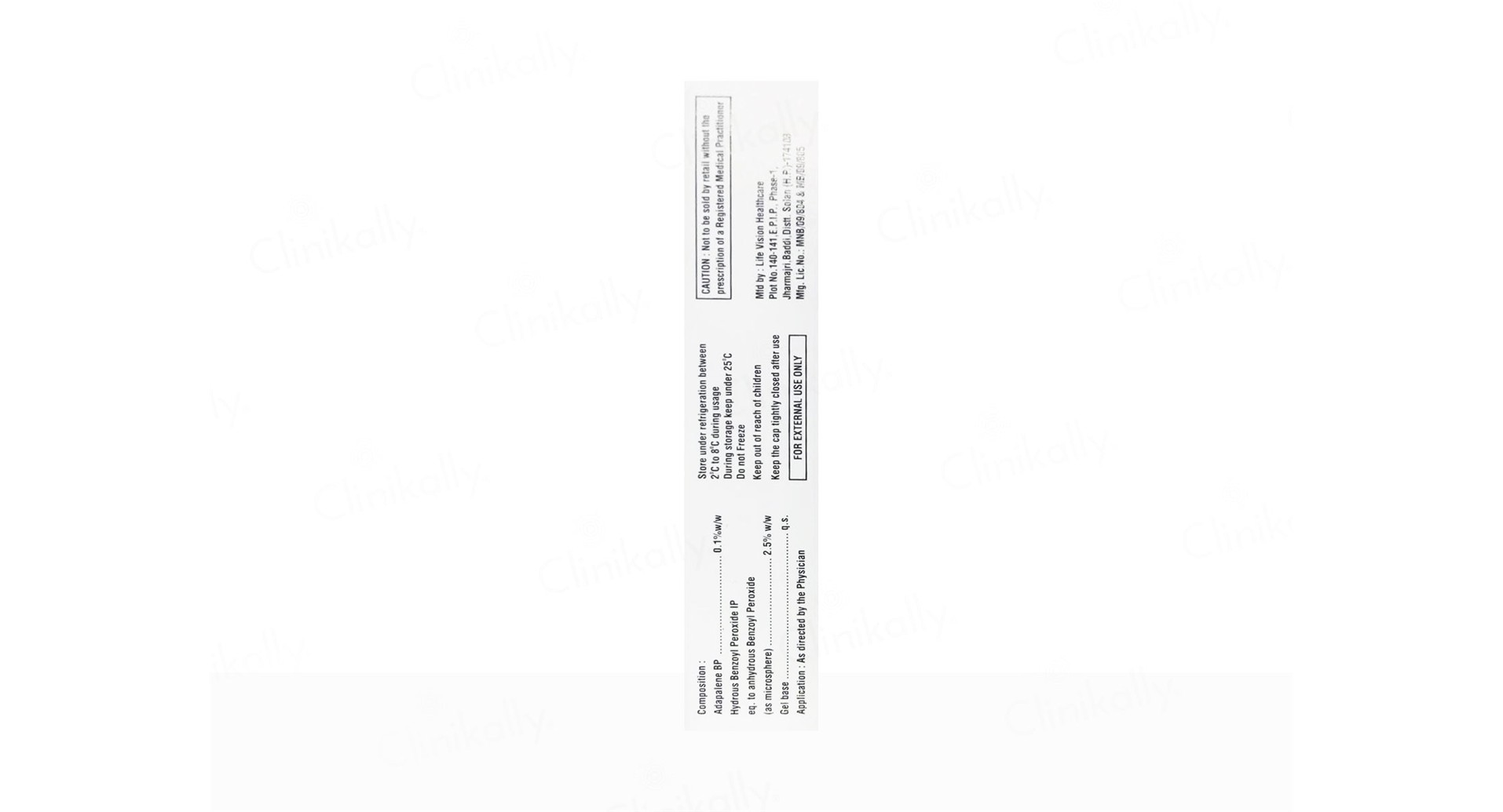 Sebocyte Gel ingredients panel