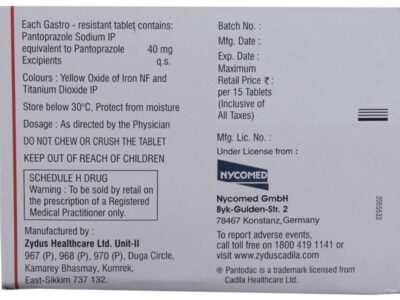 Pantodac 40 composition panel with Nycomed licence and Schedule H warning