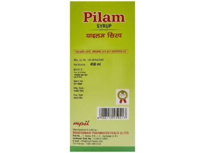 Pilam Syrup pack details net volume 450 ml and manufacturer