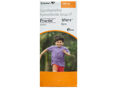 Practin Syrup cyproheptadine 2 mg per 5 ml Dr Reddys 200 ml carton