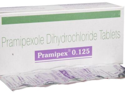 Pramipex 0.125 mg Tablet Sun Pharma pramipexole carton with strip
