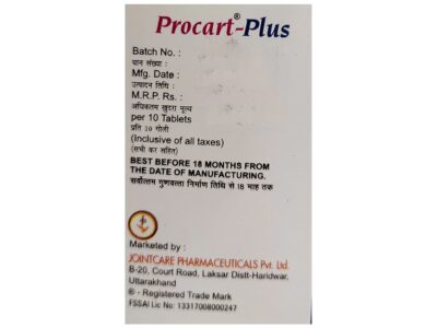 Procart-Plus Tablet Jointcare Pharmaceuticals pack panel
