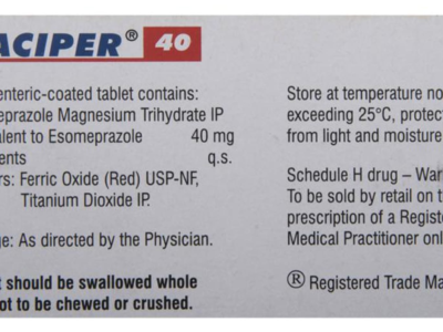 Raciper 40 composition panel with Schedule H warning