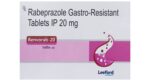 Renvorab-20 rabeprazole gastro-resistant tablets IP 20 mg Leeford carton front