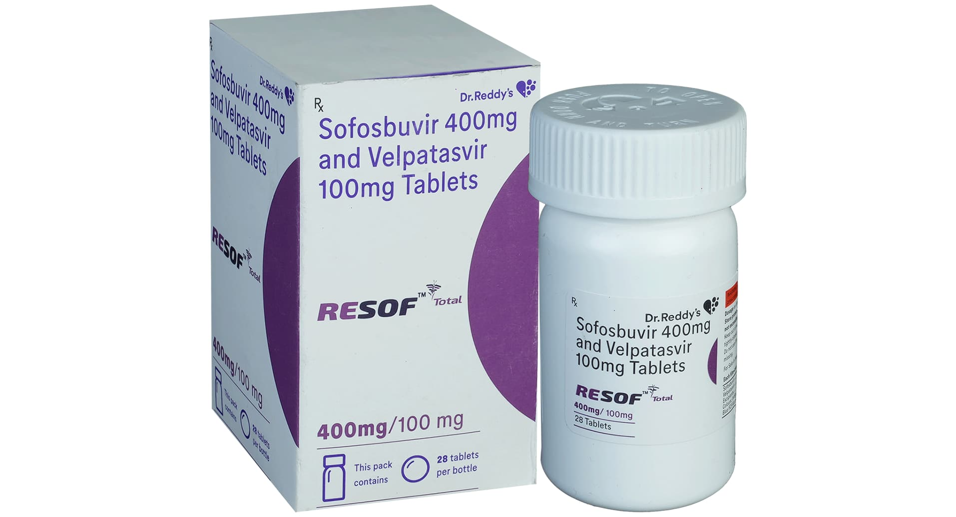 Resof Total Tablet Dr Reddys sofosbuvir 400 mg velpatasvir 100 mg bottle of 28 tablets