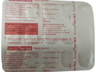 Revelol-AM 50/5 Tablet PR blister back panel