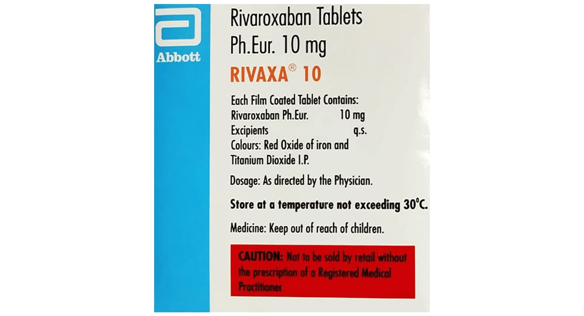 RIVAXa 10mg Tablet pack front