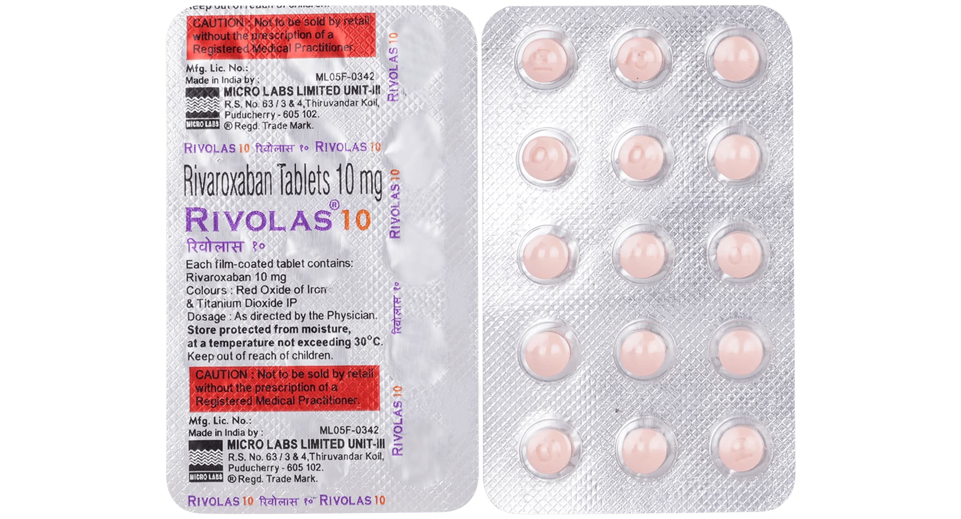 Rivolas 10 Tablet Micro Labs rivaroxaban 10 mg strip