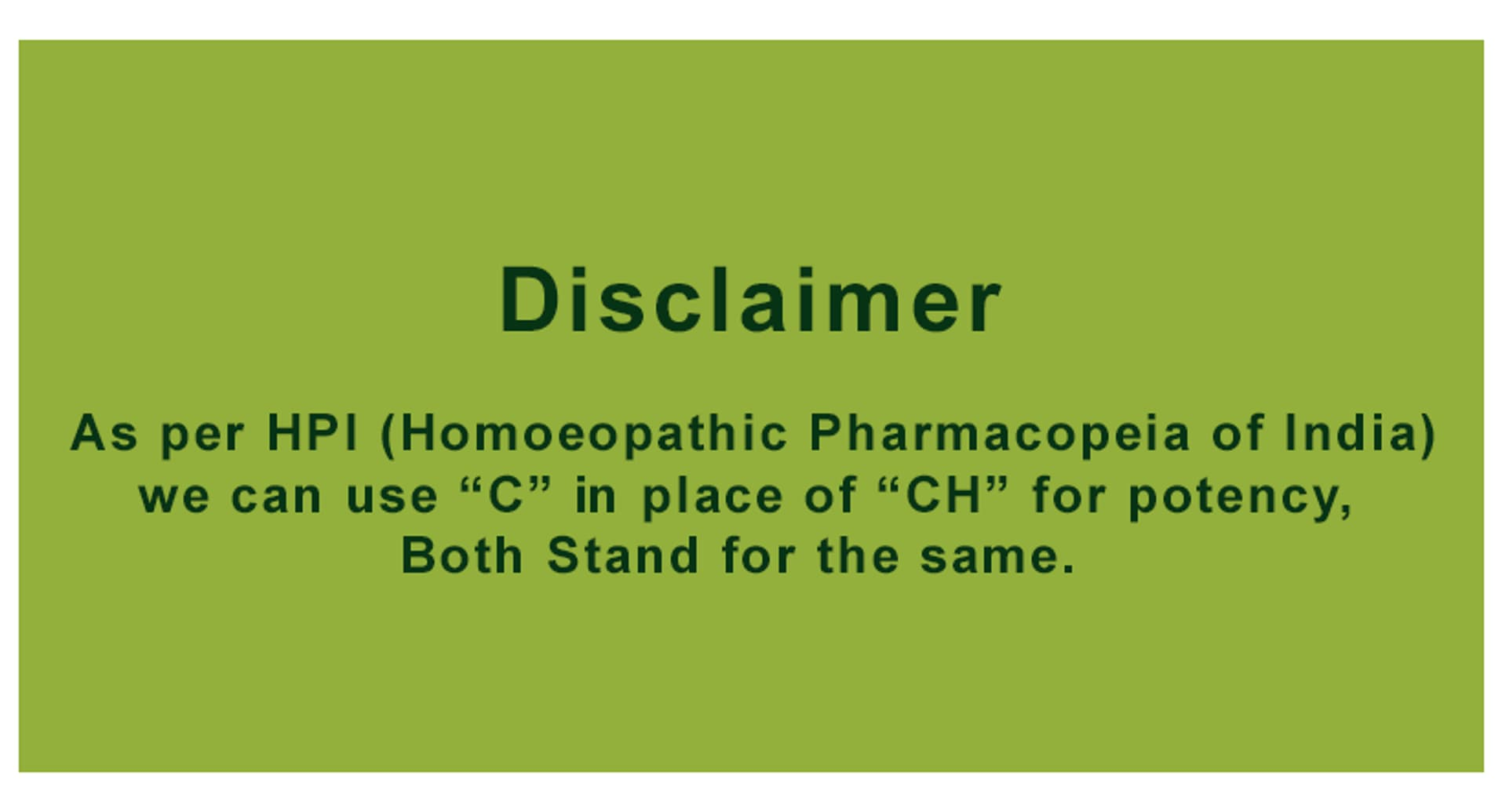 SBL homeopathic potency labelling note C and CH