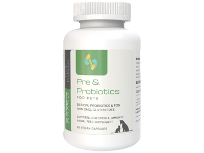 Sharrets Pre and Probiotics for Pets 30 billion CFU 60 vegan capsules bottle