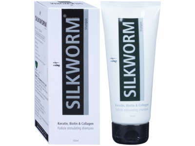 Silkworm Shampoo 100 ml bottle front with keratin and silk protein