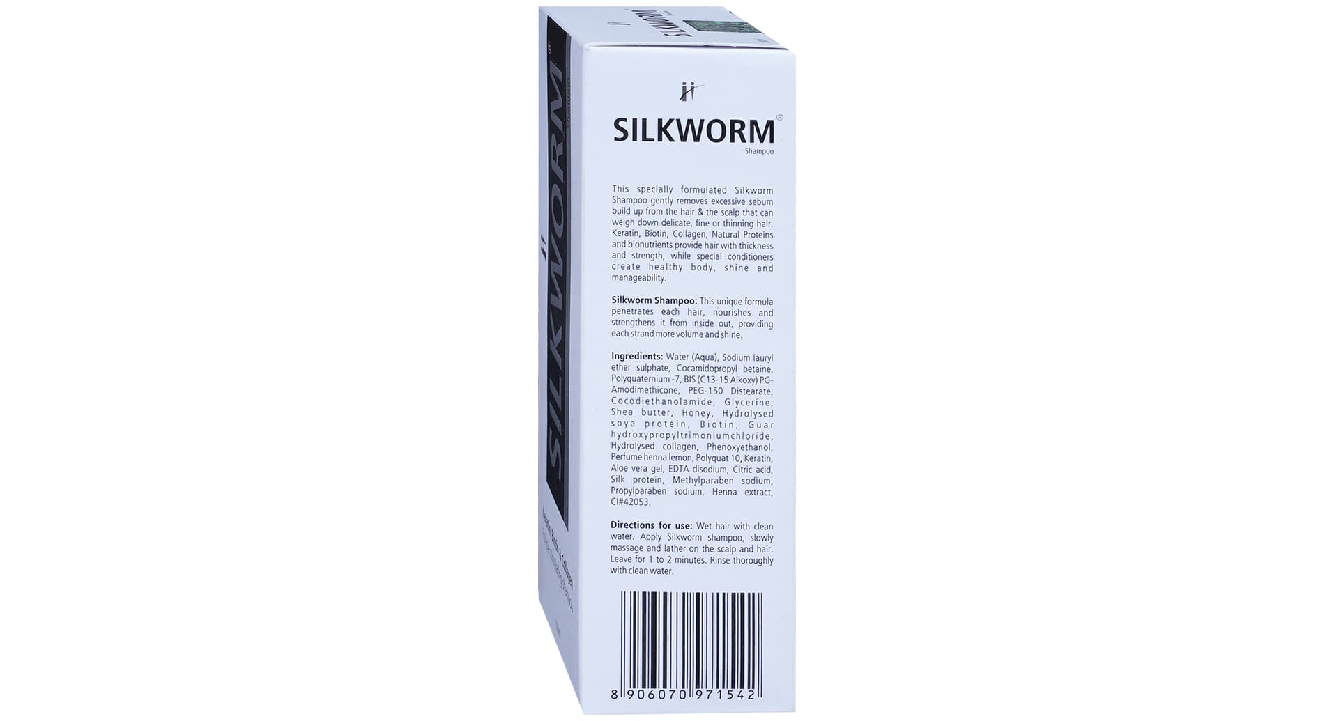 Silkworm Shampoo ingredients and directions panel