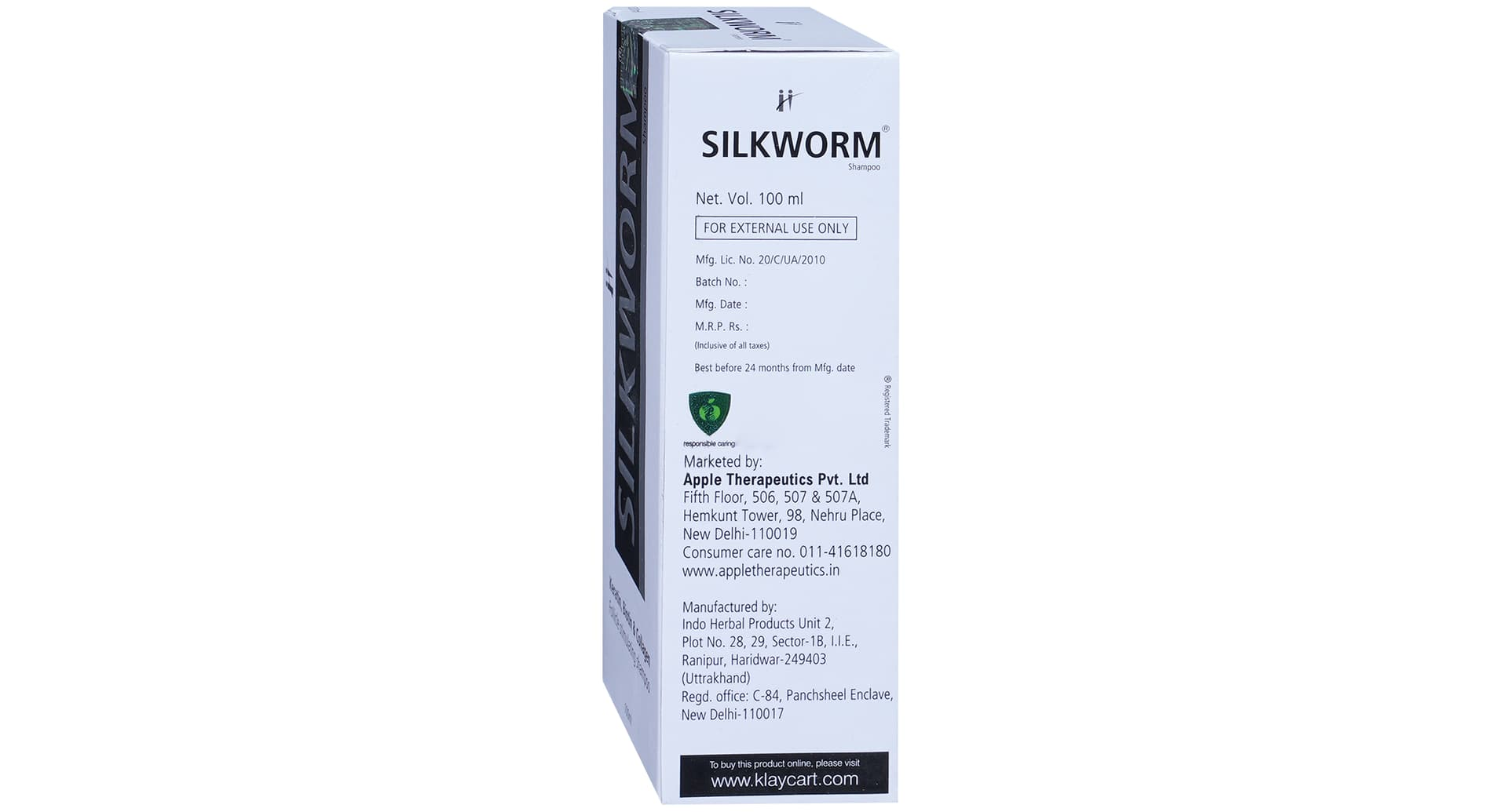 Silkworm Shampoo Apple Therapeutics pack details