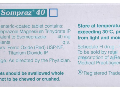 Sompraz 40 composition panel with Schedule H warning