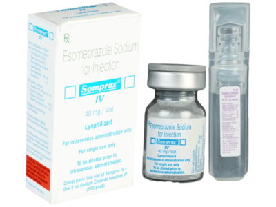 Sompraz IV 40 mg esomeprazole sodium for injection Sun Pharma carton with vial and diluent