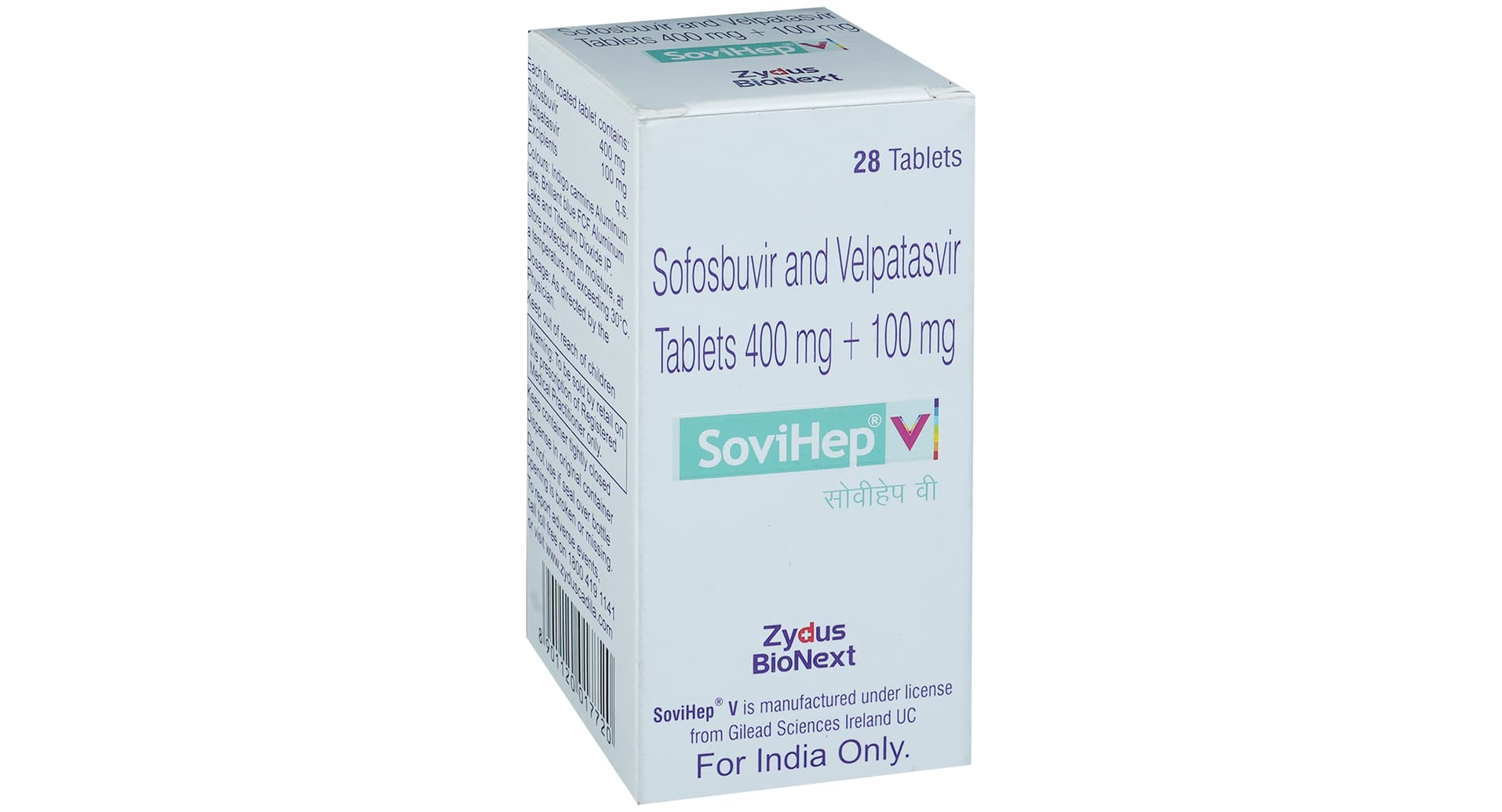 Sovihep V Tablet Zydus sofosbuvir 400 mg velpatasvir 100 mg bottle of 28 tablets