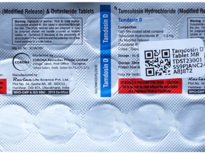 Tamdosin D Tablet MR strip composition and foetal exposure warning