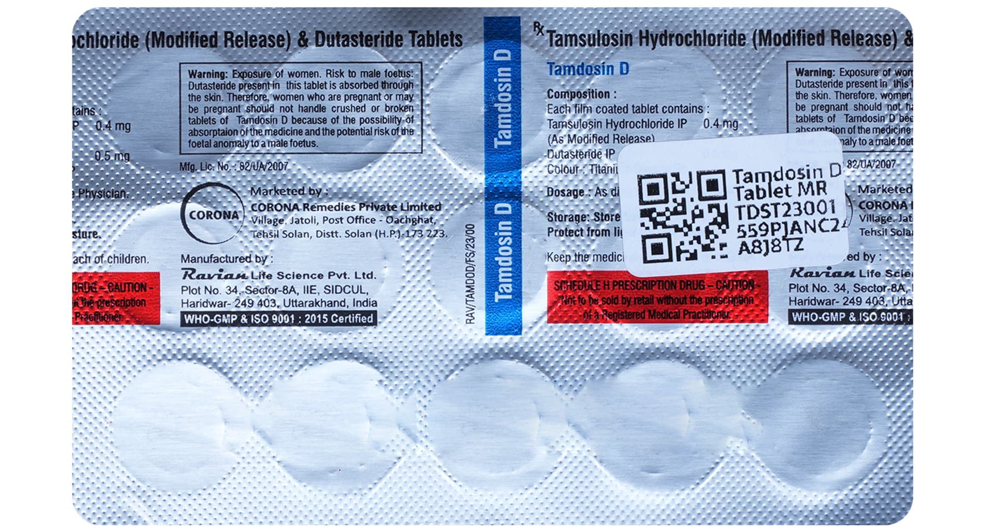 Tamdosin D Tablet MR strip composition and foetal exposure warning