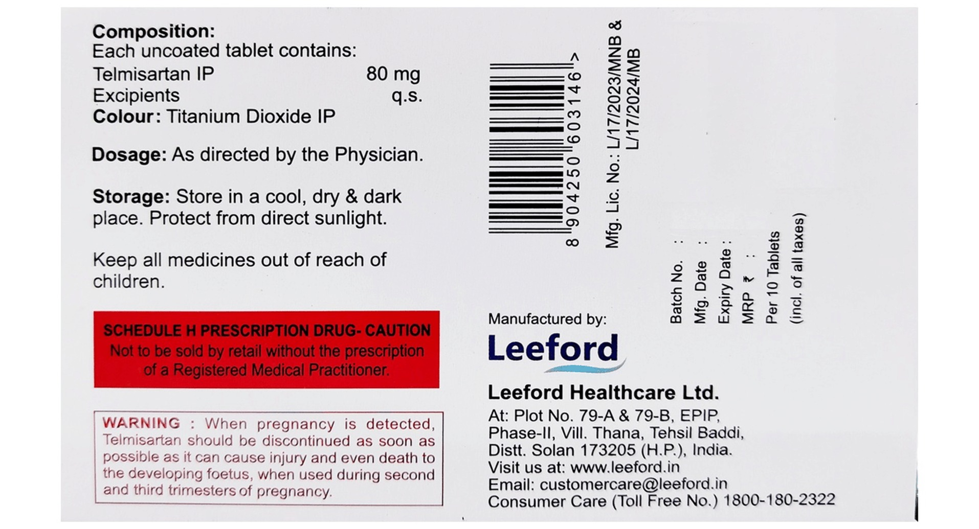 TelViLite 80mg Tablet - view 3