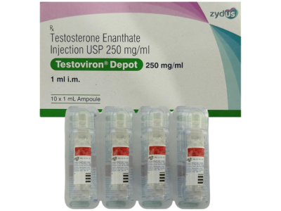 Testoviron Depot 250 mg/ml testosterone enanthate injection carton with ampoules