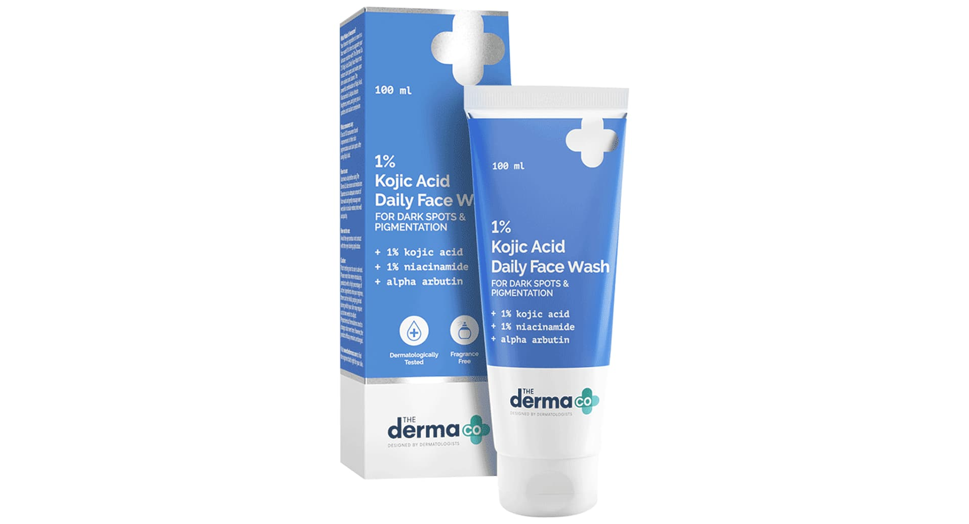 The Derma Co 1% Kojic Acid Daily Face Wash 100 ml tube and box