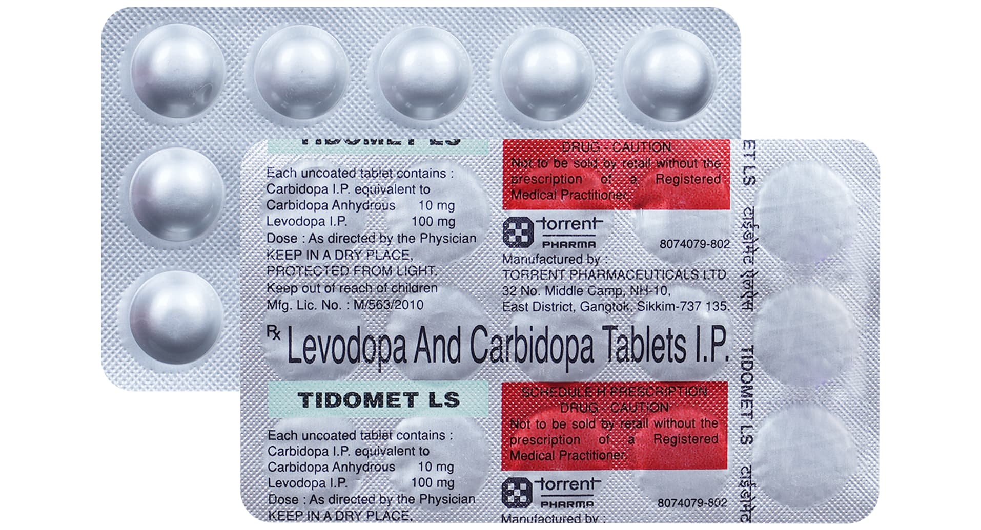 Tidomet LS Tablet Torrent levodopa 100 mg carbidopa 10 mg strips