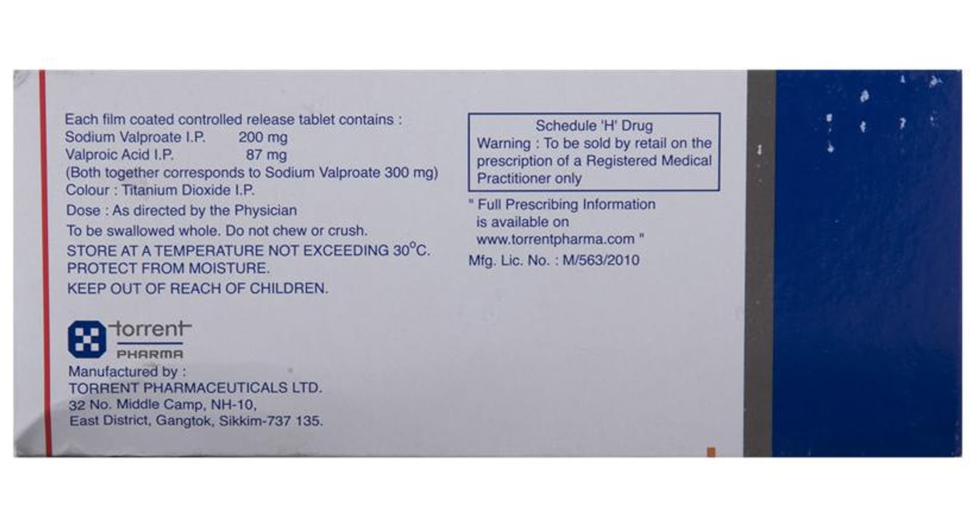 Torvate Chrono 300 mg Tablet composition and Schedule H panel