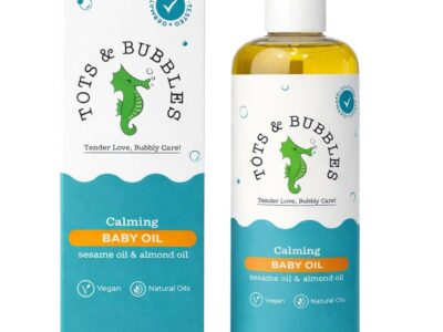 Tots & Bubbles Calming Baby Massage Oil bottle and box, 300 ml