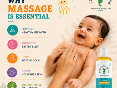 Tots Bubbles Baby Oil bottle front label