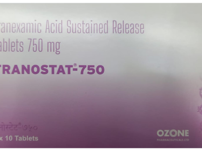 Tranostat-750 tranexamic acid sustained release tablets carton front