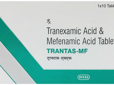 Trantas-MF tranexamic acid and mefenamic acid tablets Intas carton front