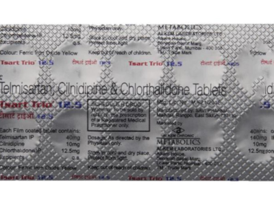 Tsart Trio 12.5 Tablet Alkem telmisartan cilnidipine chlorthalidone blister