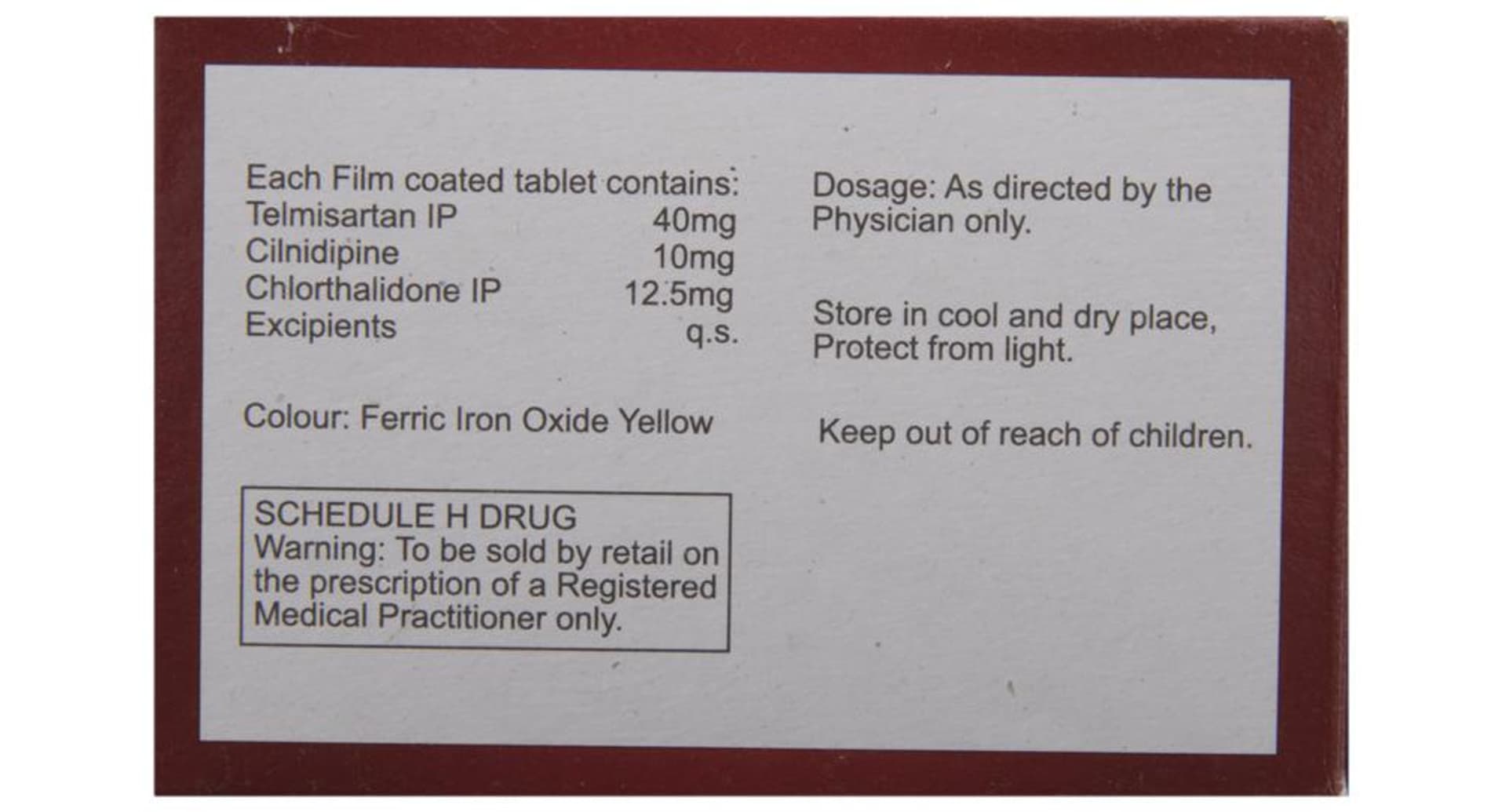 Tsart Trio 12.5 Tablet carton composition panel