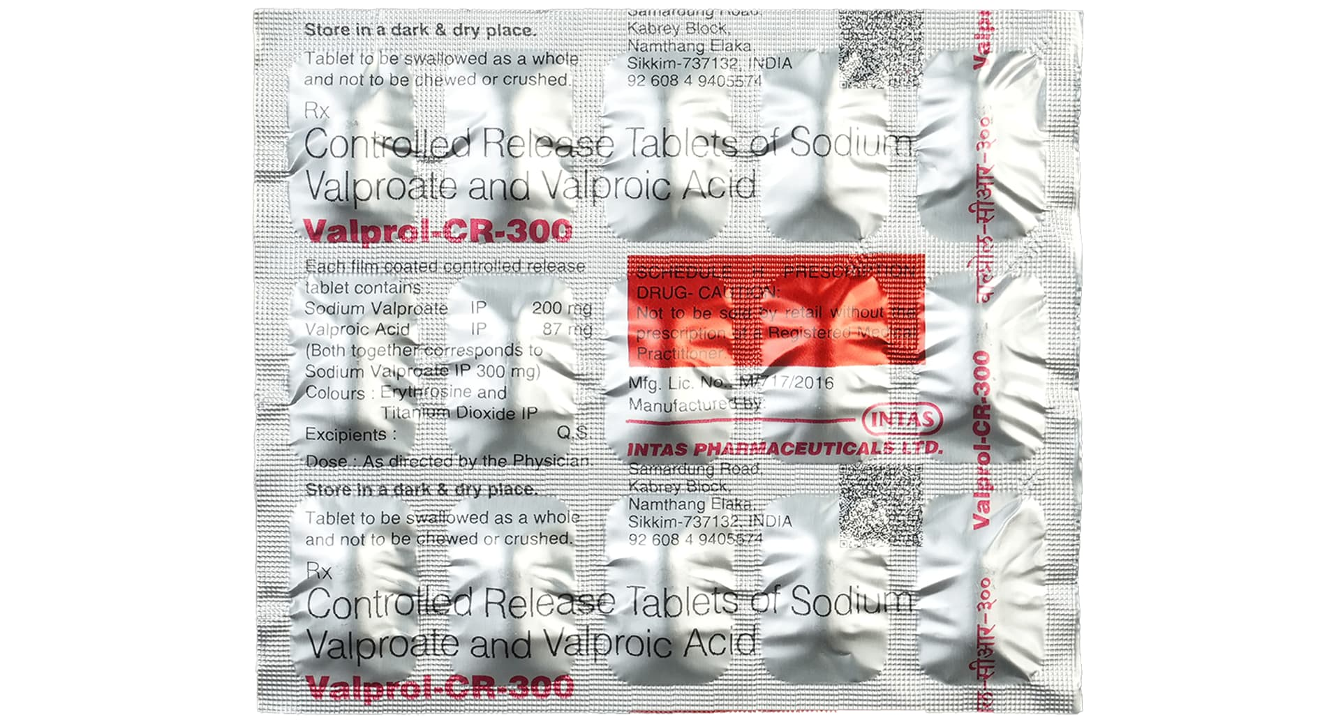 Valprol CR 300 mg Tablet strip composition details
