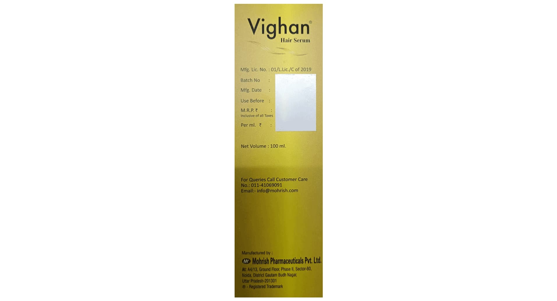Vighan Hair Serum ingredients and Mohrish Pharmaceuticals details