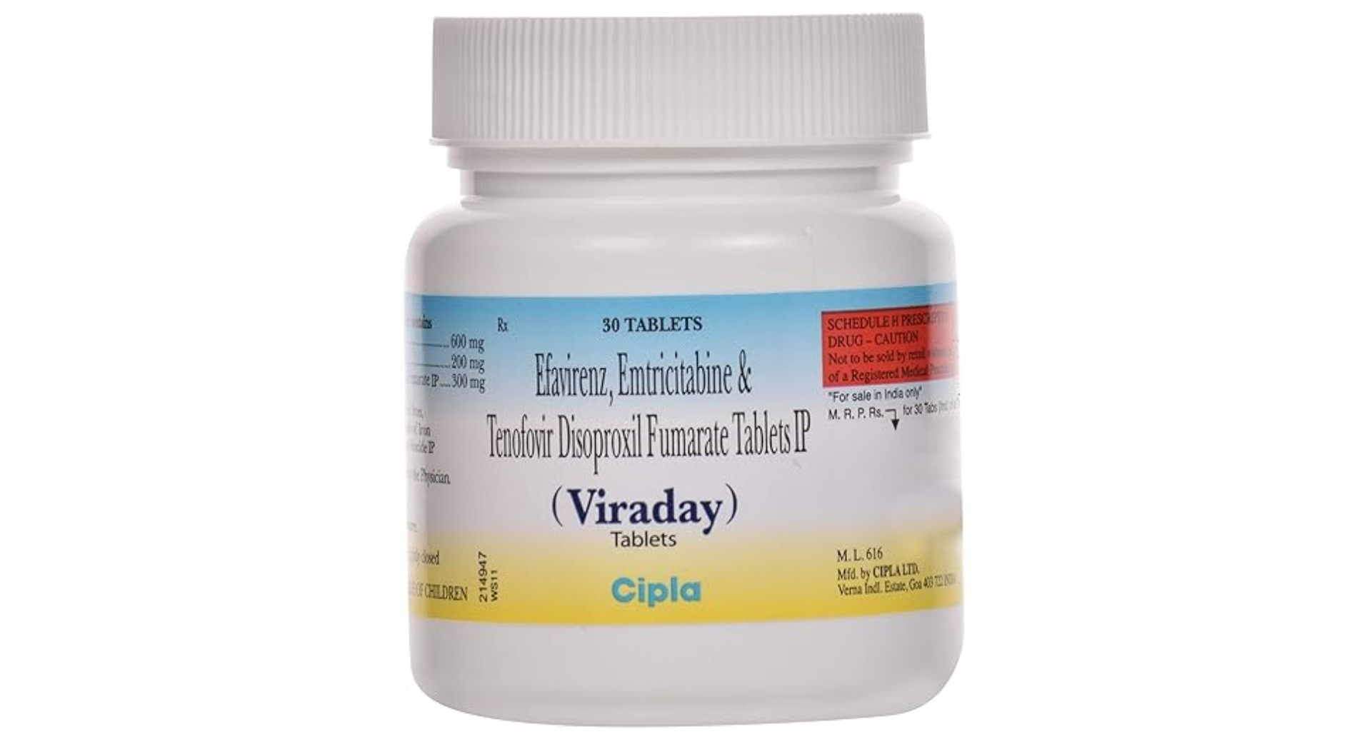 Viraday Tablet bottle of 30 tablets by Cipla