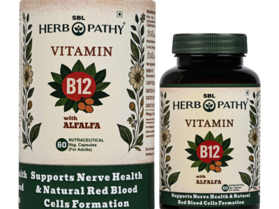 Vitamin B12 with Alfalfa capsules SBL Herbopathy 60 count bottle and carton