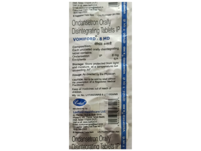 Vomiford 8 mg Tablet MD Leeford ondansetron 8 mg strip of 10