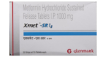 Xmet-SR 1g Tablet Glenmark metformin 1000 mg sustained release strip of 15 tablets
