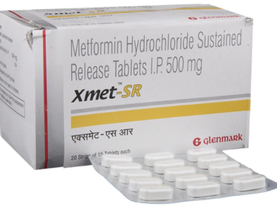 Xmet-SR 500mg Tablet Glenmark metformin sustained release strip of 15 tablets