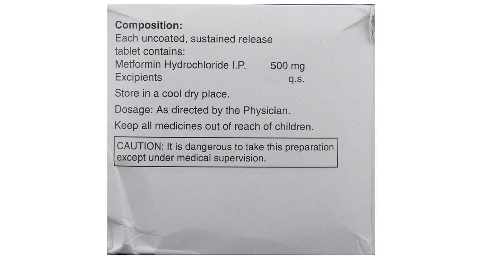 Xmet-SR 500mg Tablet composition and pack details