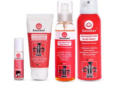 Zanskar All-in-One Pain Kit - cream, oil, spray and headache roll-on