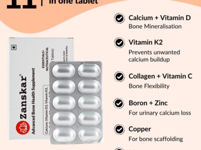 Zanskar Bone Health Supplement eleven ingredients panel