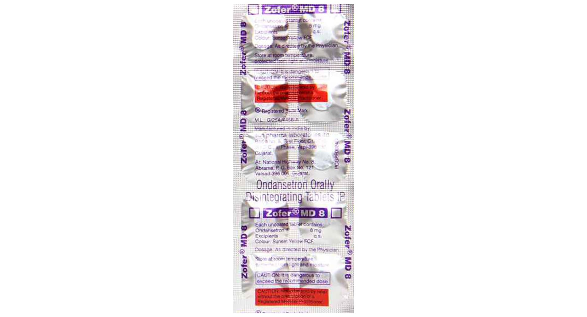 Zofer MD 8 mg Tablet pack front