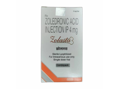 Zolasta 4mg Injection Intas zoledronic acid IP 4 mg single dose vial combipack carton
